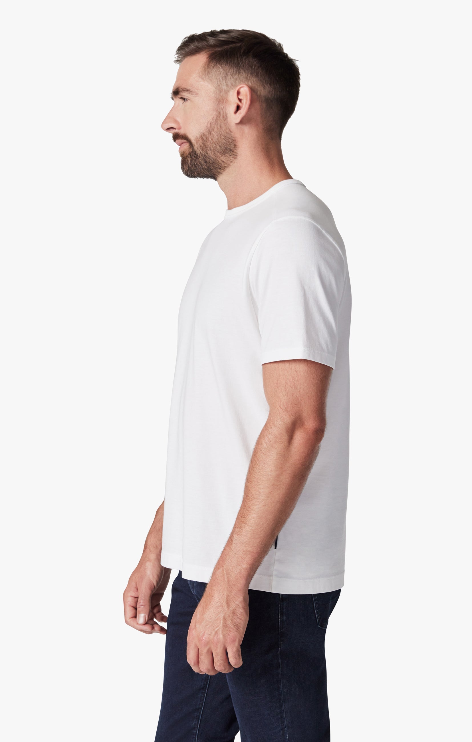 Basic Crew Neck T-Shirt in White Image 4