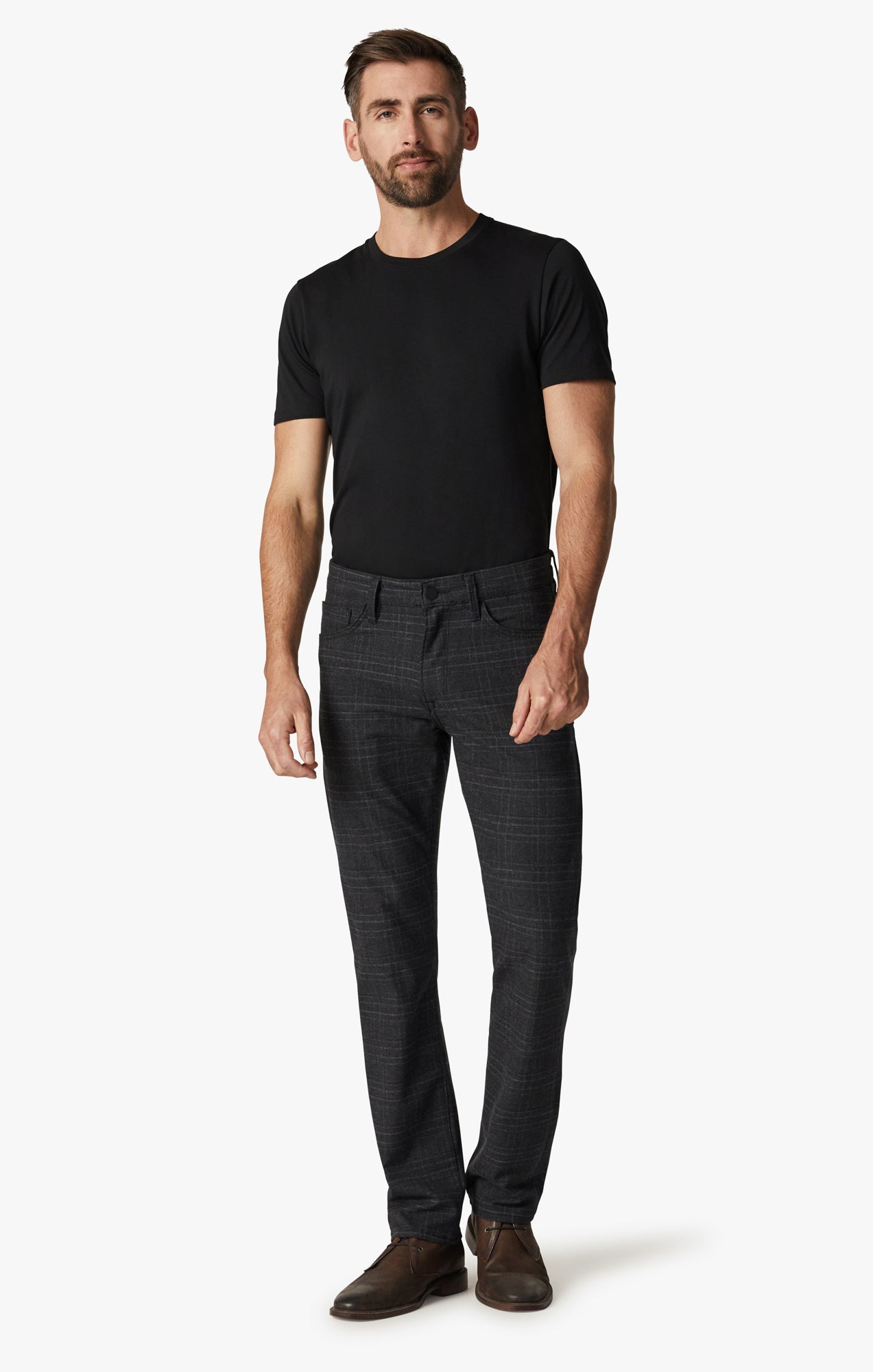 Courage Straight Leg Pants In Grey Checked Image 1