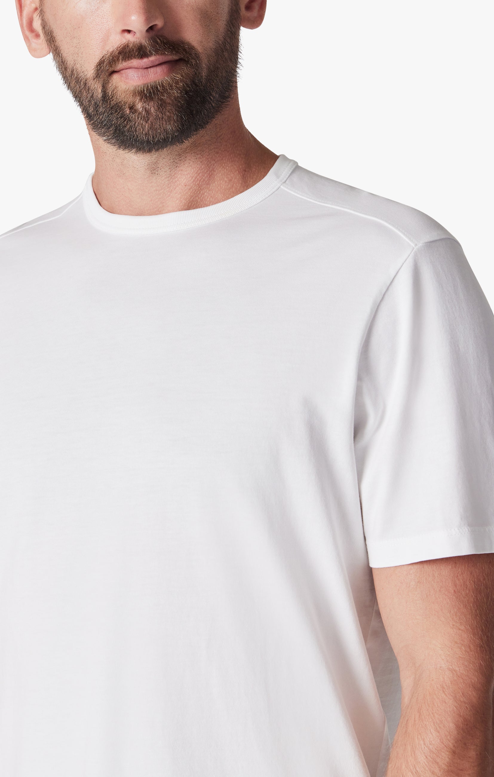 Basic Crew Neck T-Shirt in White Image 7