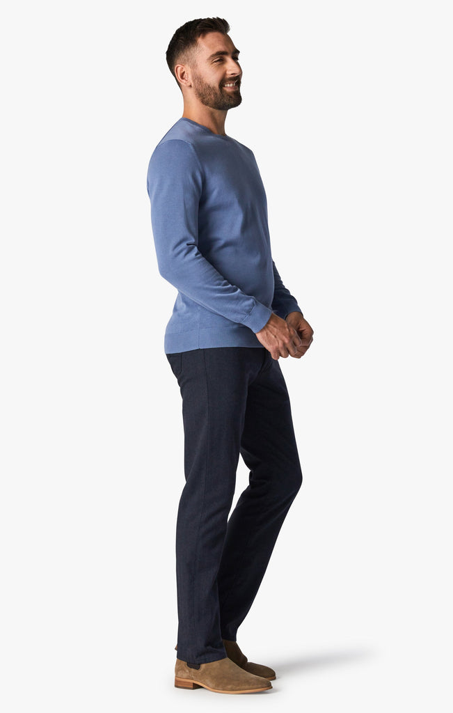 Charisma Relaxed Straight Leg Pants In Navy Herringbone