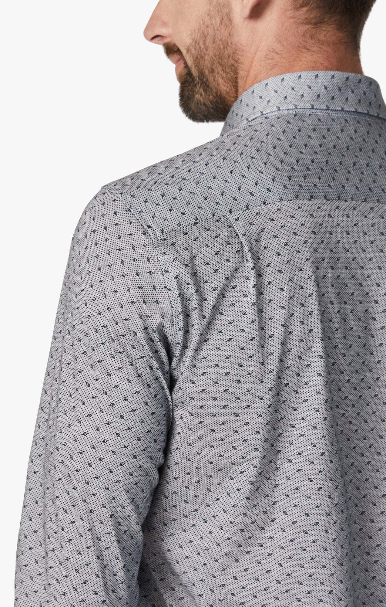 Leaf Design Shirt In Grey Melange Image 5