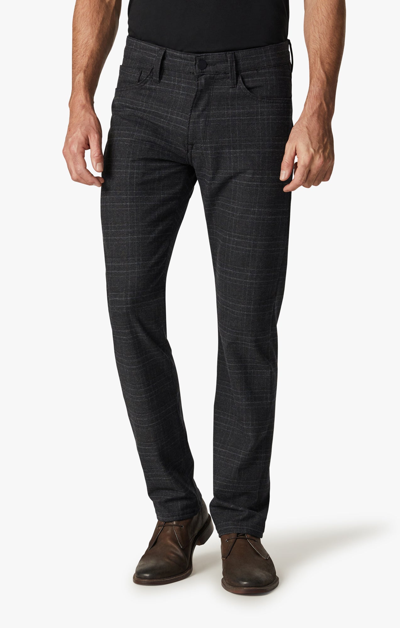 Courage Straight Leg Pants In Grey Checked Image 3